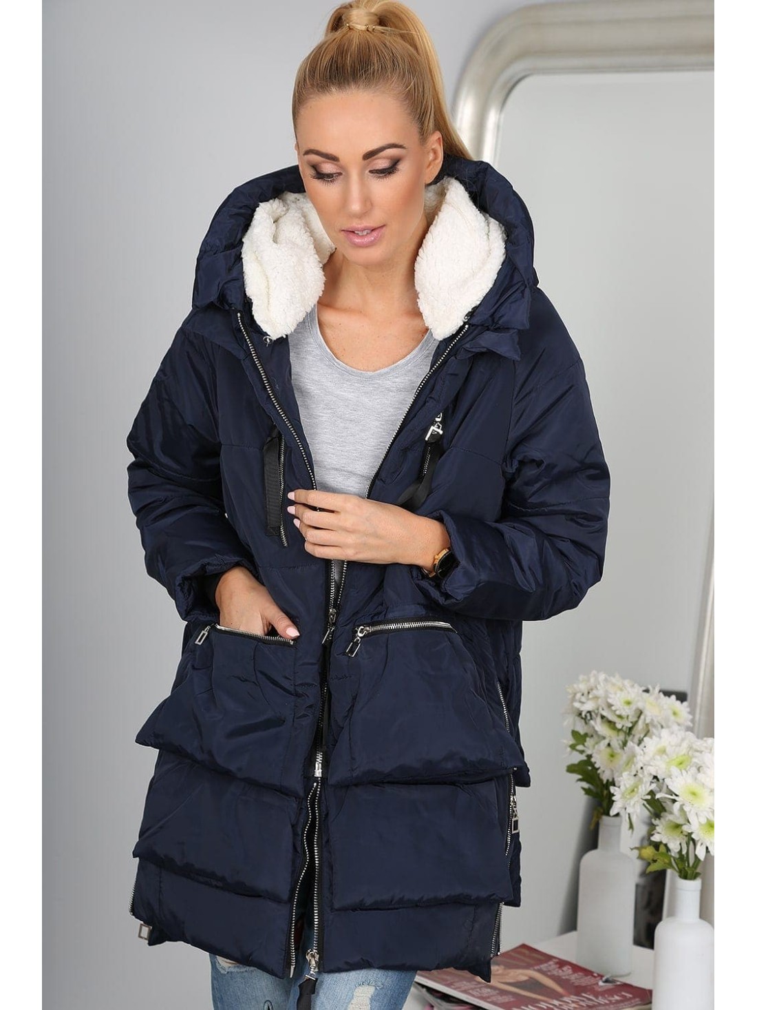 Marineblaue Jacke 8897 – Online-Shop – Boutique